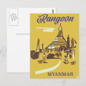 Rangoon Myanmar vintage reisposter Briefkaart (Voorkant / Achterkant)