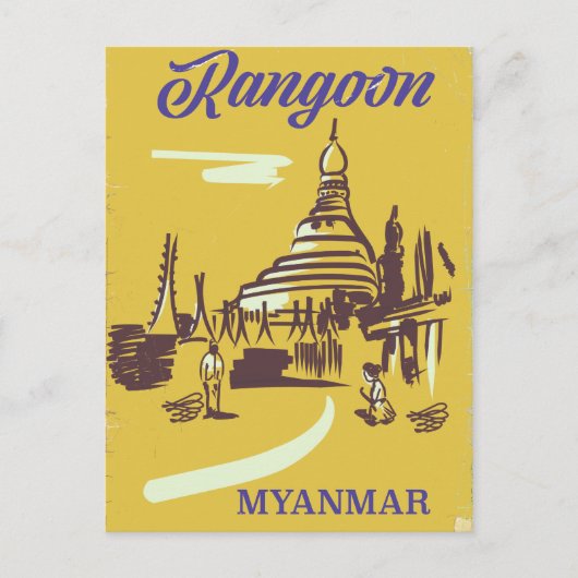 Rangoon Myanmar vintage reisposter Briefkaart (Voorkant)