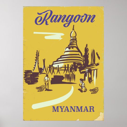 Rangoon Myanmar vintage reisposter Poster (Voorkant)