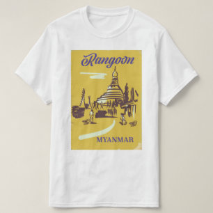 Rangoon Myanmar vintage reisposter T-shirt