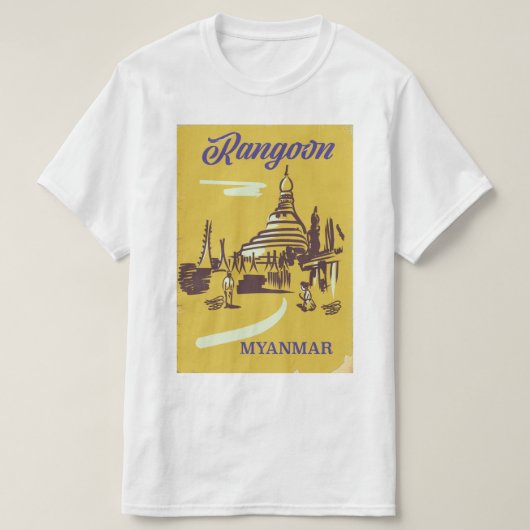 Rangoon Myanmar vintage reisposter T-shirt (Design voorkant)