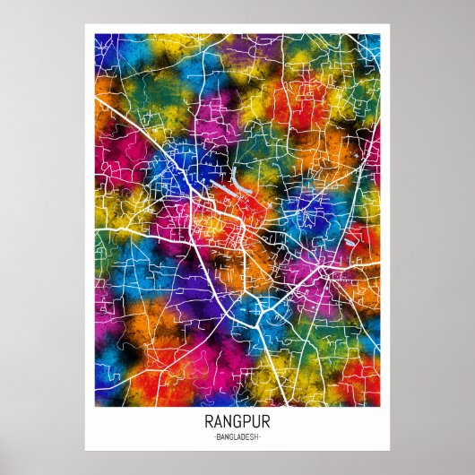 Rangpur Bangladesh Stadsplattegrond Poster (Voorkant)