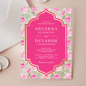 Rani Pink Floral Pattern Indian Wedding Acryl Uitnodigingen