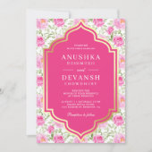 Rani Roze Bloemen Patroon Alles in een Indiase bru Kaart (Voorkant)