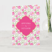 Rani roze bloemenpatroon QR-code Indiase bruiloft (Voorkant)