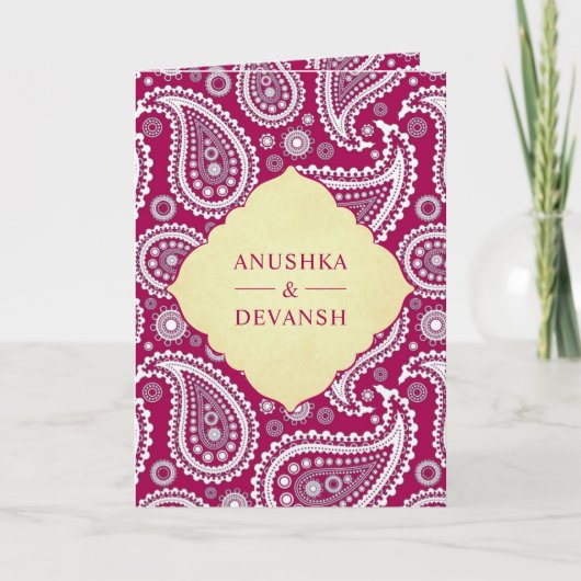  Rani Roze Paisley Indische QR Code Bruiloft (Voorkant)