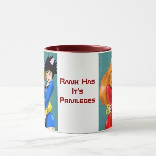 "Rank heeft de privileges" Rode Trim Mok (Midden)