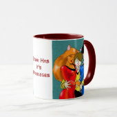 "Rank heeft de privileges" Rode Trim Mok (Voorkant rechts)