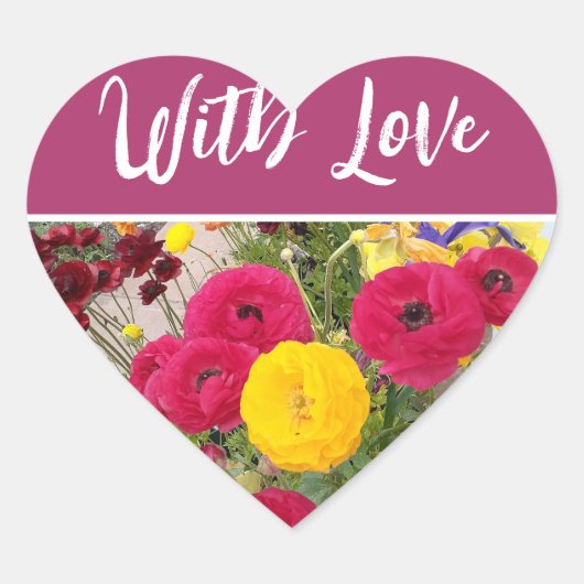 Rannunculus Flower Red floral with Love Hart Sticker (Voorkant)
