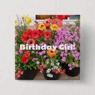 Rannunculus Lente Bollen Bloemen Bloemen Vierkante Button 5,1 Cm