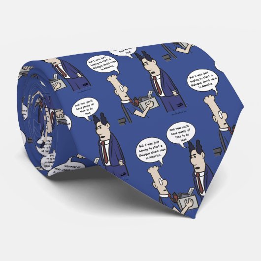 Rant Cartoon Blue Necktie Stropdas (Opgerold)