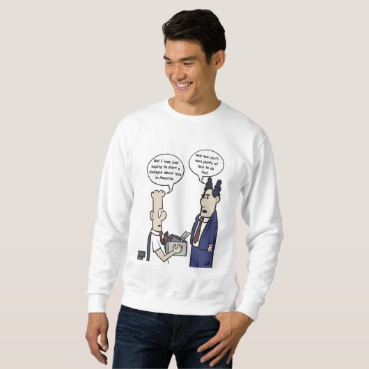 Rant Cartoon Mannen White Sweatshirt (Voorkant volledig)