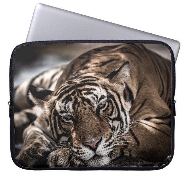 Ranthambore tijger: close-up fijne kunst. laptop sleeve (Voorkant)