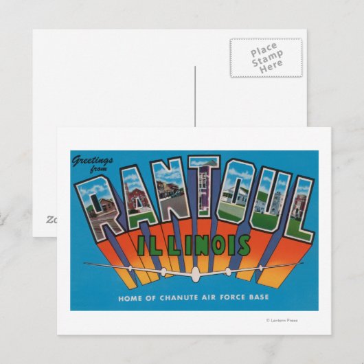 Rantoul, Illinois - grote letterscènes Briefkaart (Voorkant / Achterkant)