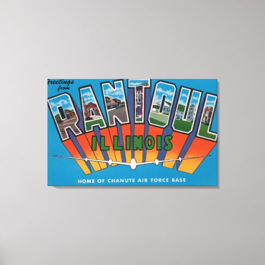 Rantoul, Illinois - grote letterscènes Canvas Afdruk (Voorkant)