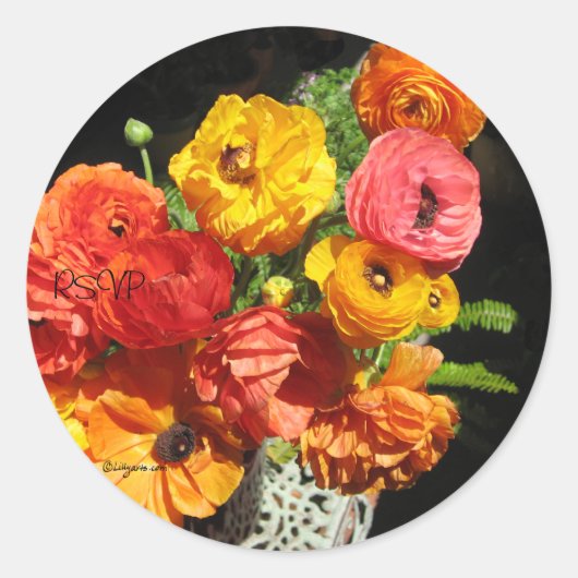 Ranunculas Flowers RSVP Wedding Seals Sticker (Voorkant)
