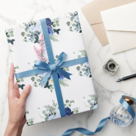 Ranunculus Anemone Hydrangea Roos Witte achtergron Cadeaupapier