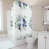 Ranunculus Anemone Hydrangea Roos Witte achtergron Douchegordijn (In situ)