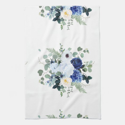 Ranunculus Anemone Hydrangea Roos Witte achtergron Theedoek (Verticaal)
