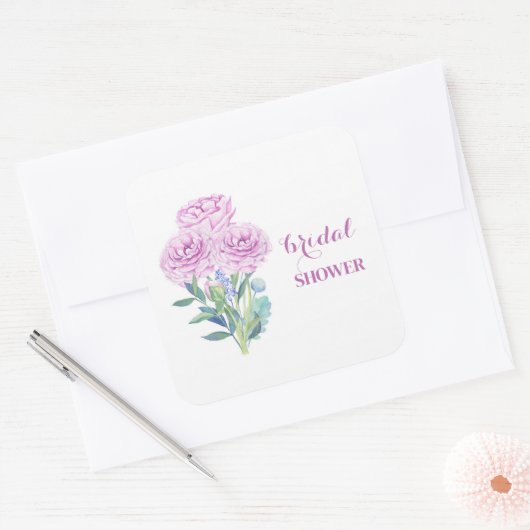 Ranunculus & Anemonen Vrijgezellenfeest Vierkante Sticker (Envelop)