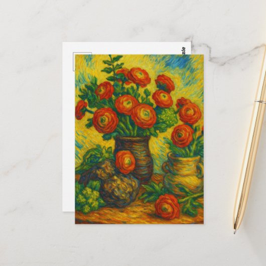 Ranunculus-ansichtkaart Briefkaart (Voorkant / Achterkant in situ)