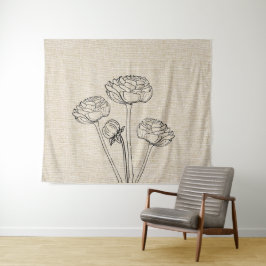Ranunculus Bloemen op Linnen Wandkleed