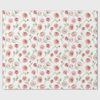 Ranunculus bloempatroon cadeaupapier