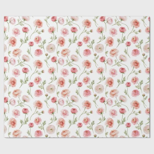 Ranunculus bloempatroon cadeaupapier (Zoom)