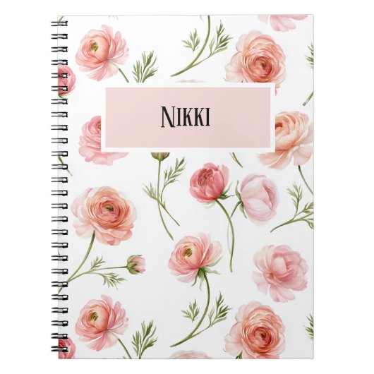 Ranunculus bloempatroonontwerp notitieboek (Voorkant)