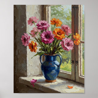 Ranunculus Boeket | Impressionistische Stilleven Poster