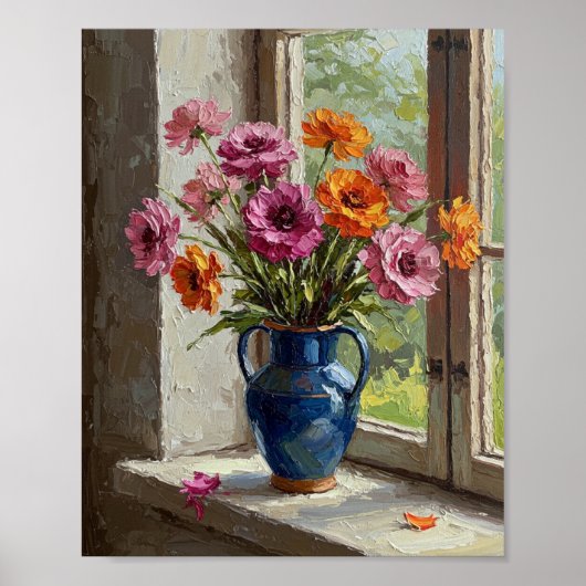 Ranunculus Bouquet | Impressionist Still Life Poster (Voorkant)