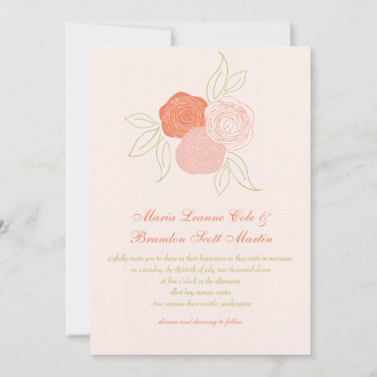 Ranunculus Bouquet Wedding Invitation Kaart (Voorkant)