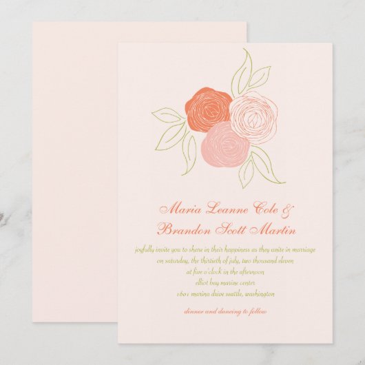 Ranunculus Bouquet Wedding Invitation Kaart (Voorkant / Achterkant)