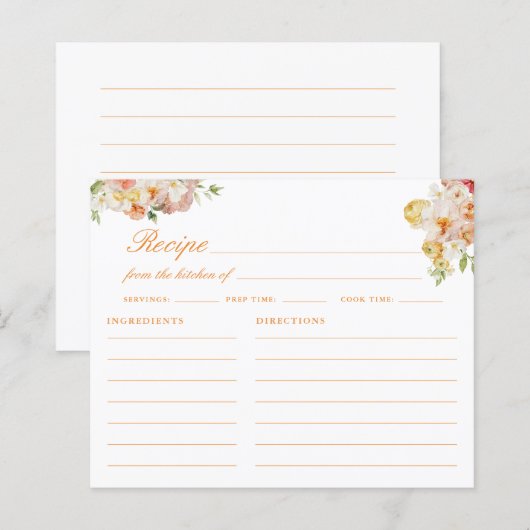 Ranunculus Bridal Shower Recipe Card (Voorkant / Achterkant)