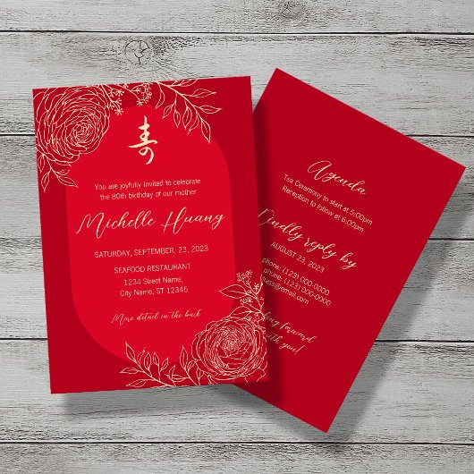 Ranunculus Chinese levensduur (Shou) Verjaardag Kaart