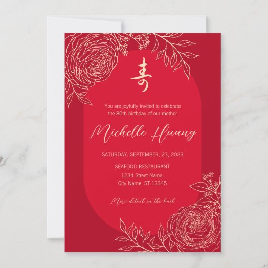 Ranunculus Chinese levensduur (Shou) Verjaardag Kaart (Voorkant)