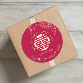 Ranunculus Double Happiness Wedding Jubileum Ronde Sticker