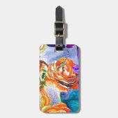 Ranunculus en Iris waterverf art Bagagelabel (Voorkant verticaal)