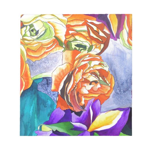 Ranunculus en Iris waterverf art Notitieblok (Voorkant)