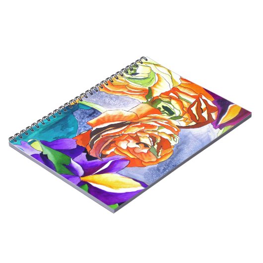 Ranunculus en Iris waterverf art Notitieboek (Linkerzijde)