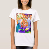 Ranunculus en Iris waterverf art T-shirt (Voorkant)
