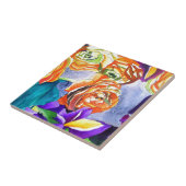 Ranunculus en Iris waterverf art Tegeltje (Zijkant)
