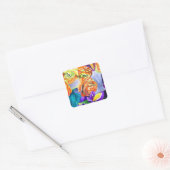 Ranunculus en Iris waterverf art Vierkante Sticker (Envelop)