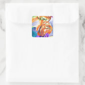 Ranunculus en Iris waterverf art Vierkante Sticker (Tas)