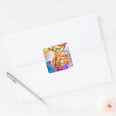 Ranunculus en Iris waterverf art Vierkante Sticker (Envelop)
