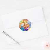 Ranunculus- en Iris-waterverf bruiloft Ronde Sticker (Envelop)