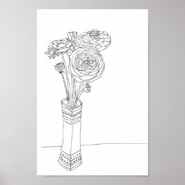 Ranunculus floral bouquet-illustratie poster
