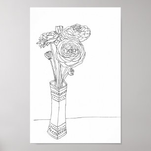Ranunculus floral bouquet-illustratie poster