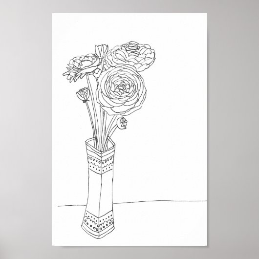 Ranunculus floral bouquet-illustratie poster (Voorkant)