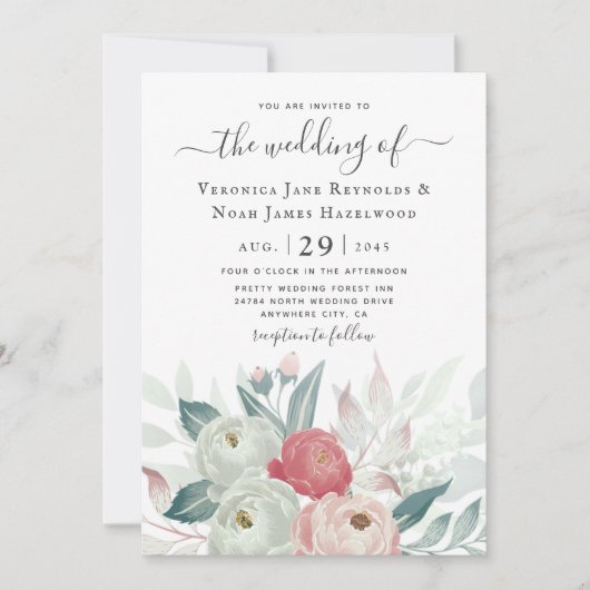 Ranunculus Floral Invitation Kaart (Voorkant)